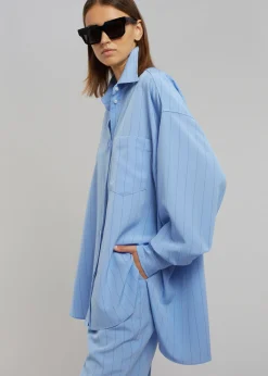 The Frankie Shop Georgia Fluid Stripe Shirt Powder Blue Outlet