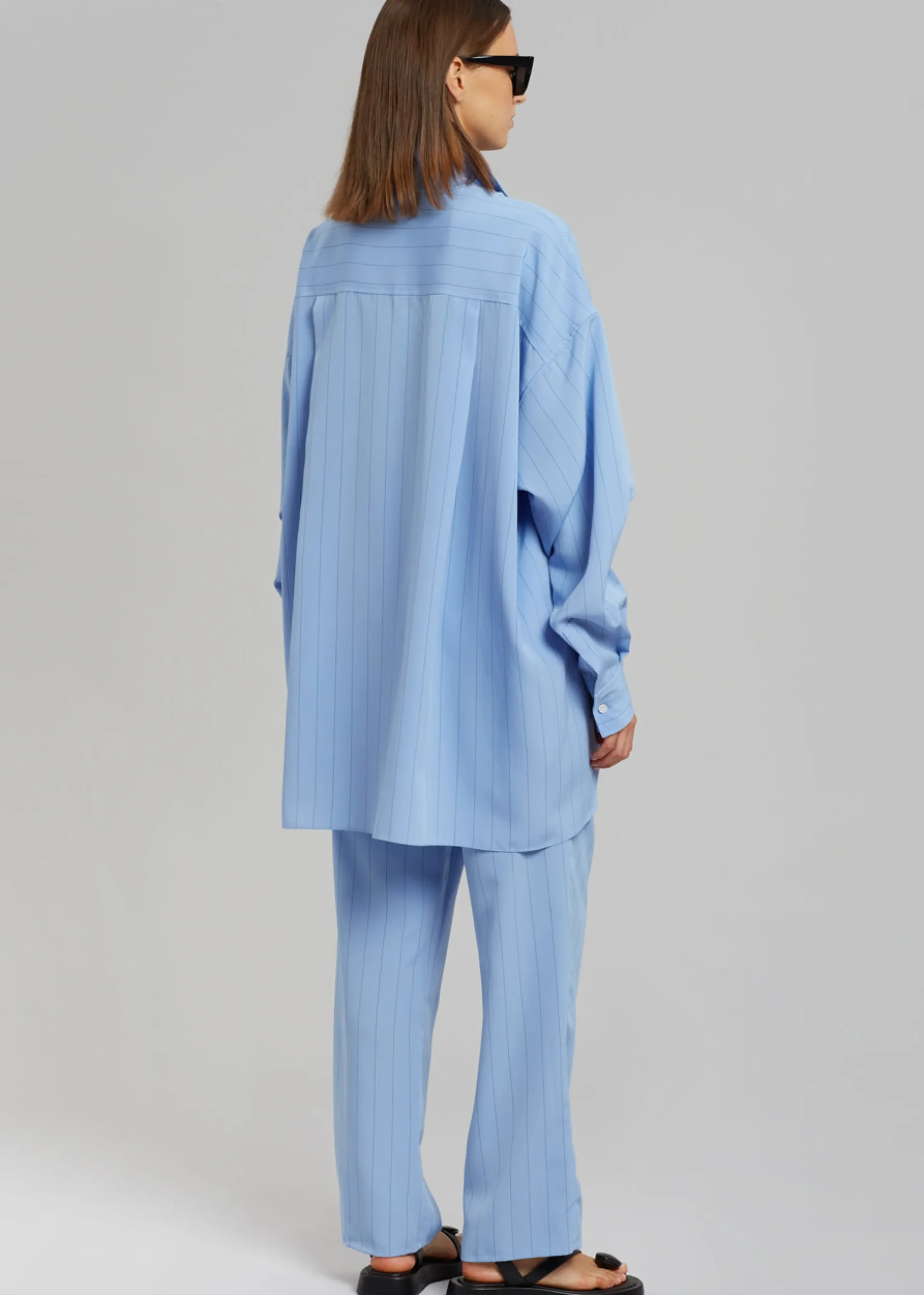 The Frankie Shop Georgia Fluid Stripe Shirt Powder Blue Outlet