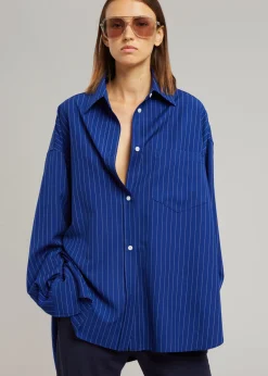The Frankie Shop Georgia Fluid Stripe Shirt Deep Blue Clearance