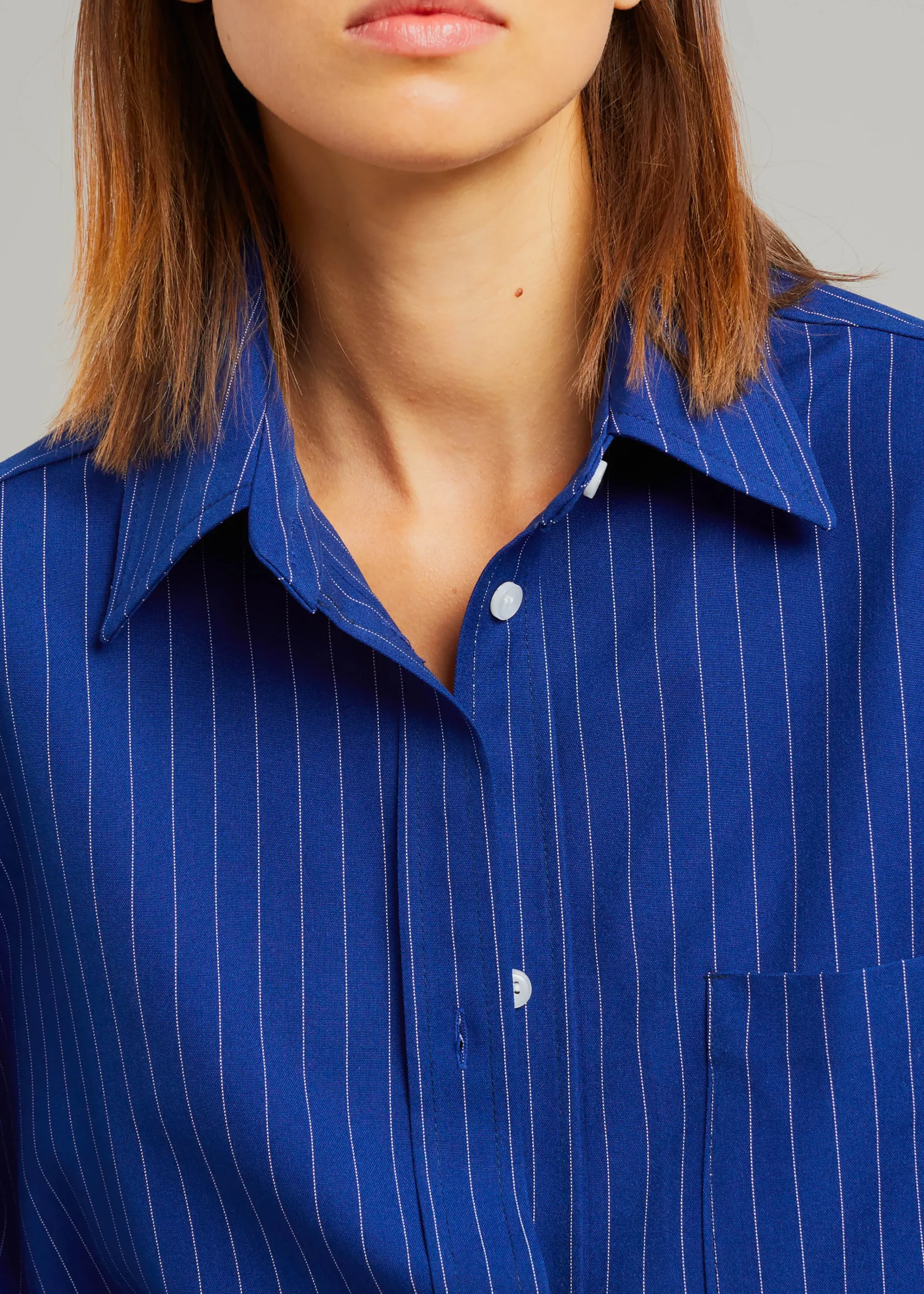 The Frankie Shop Georgia Fluid Stripe Shirt Deep Blue Clearance