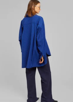 The Frankie Shop Georgia Fluid Stripe Shirt Deep Blue Clearance