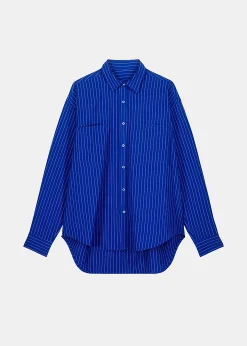 The Frankie Shop Georgia Fluid Stripe Shirt Deep Blue Clearance