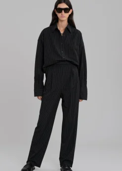 The Frankie Shop Georgia Pinstripe Shirt Black/White Discount