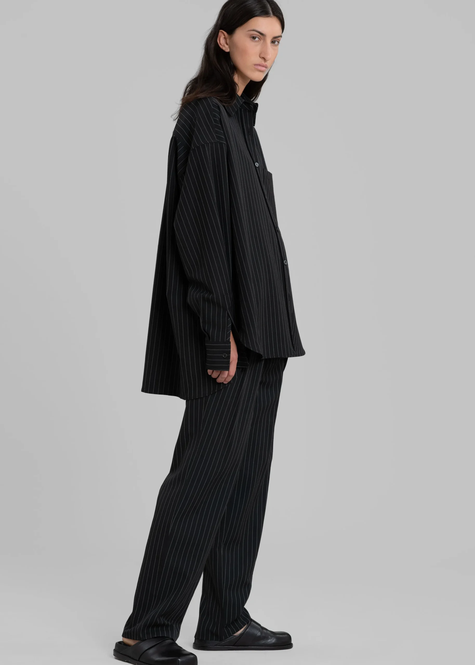 The Frankie Shop Georgia Pinstripe Shirt Black/White Discount