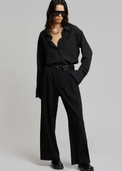 The Frankie Shop Georgia Pinstripe Shirt Black/White Discount
