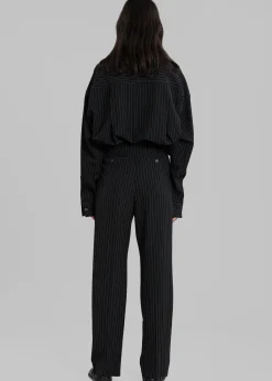 The Frankie Shop Georgia Pinstripe Shirt Black/White Discount