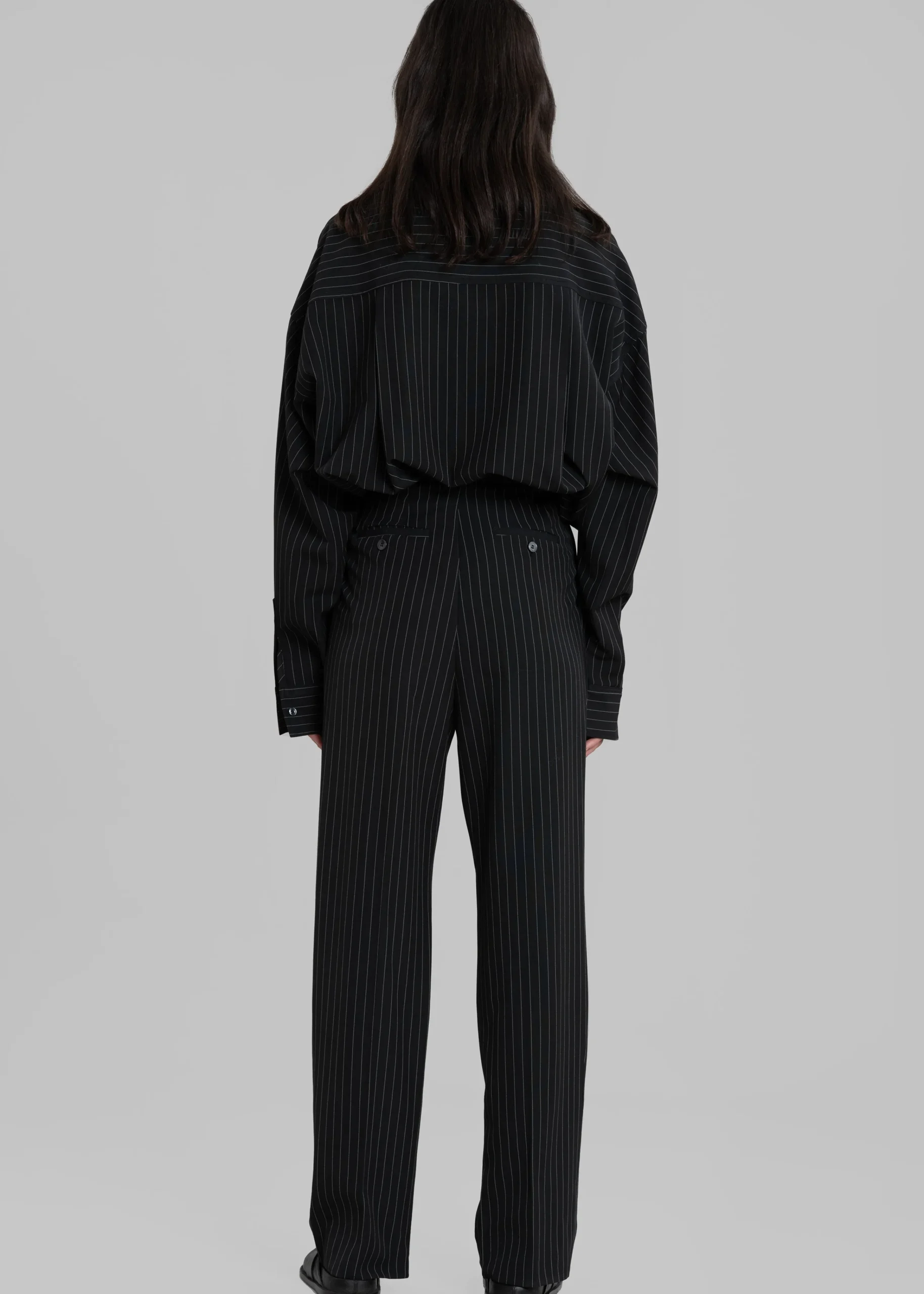 The Frankie Shop Georgia Pinstripe Shirt Black/White Discount