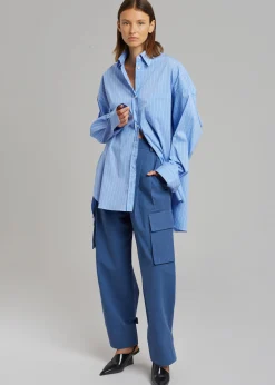 The Frankie Shop Georgia Pinstripe Shirt Light Blue Best