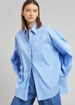 The Frankie Shop Georgia Pinstripe Shirt Light Blue Best