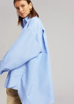 The Frankie Shop Georgia Stripe Shirt White/Light Blue Sale