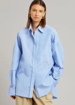 The Frankie Shop Georgia Stripe Shirt White/Light Blue Sale