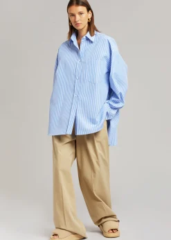 The Frankie Shop Georgia Stripe Shirt White/Light Blue Sale