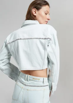 The Frankie Shop Gestuz Caliagz Denim Jacket Light Blue New