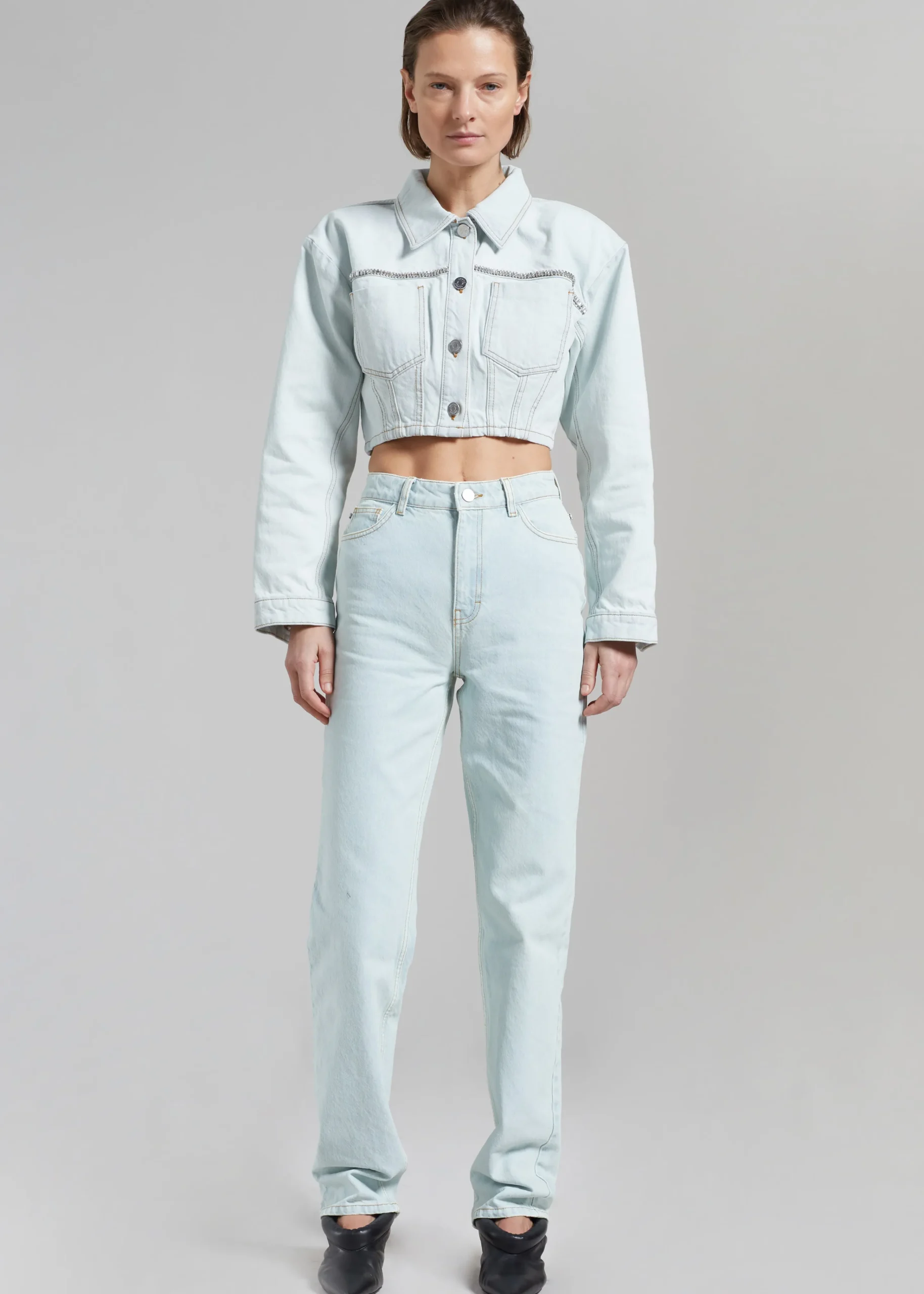 The Frankie Shop Gestuz Caliagz Denim Jacket Light Blue New