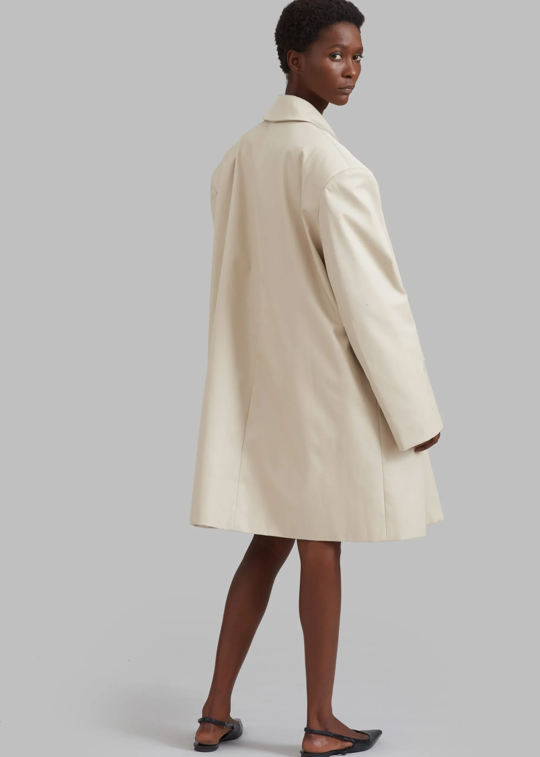 The Frankie Shop Ghent Padded Shoulder Trench Beige Online