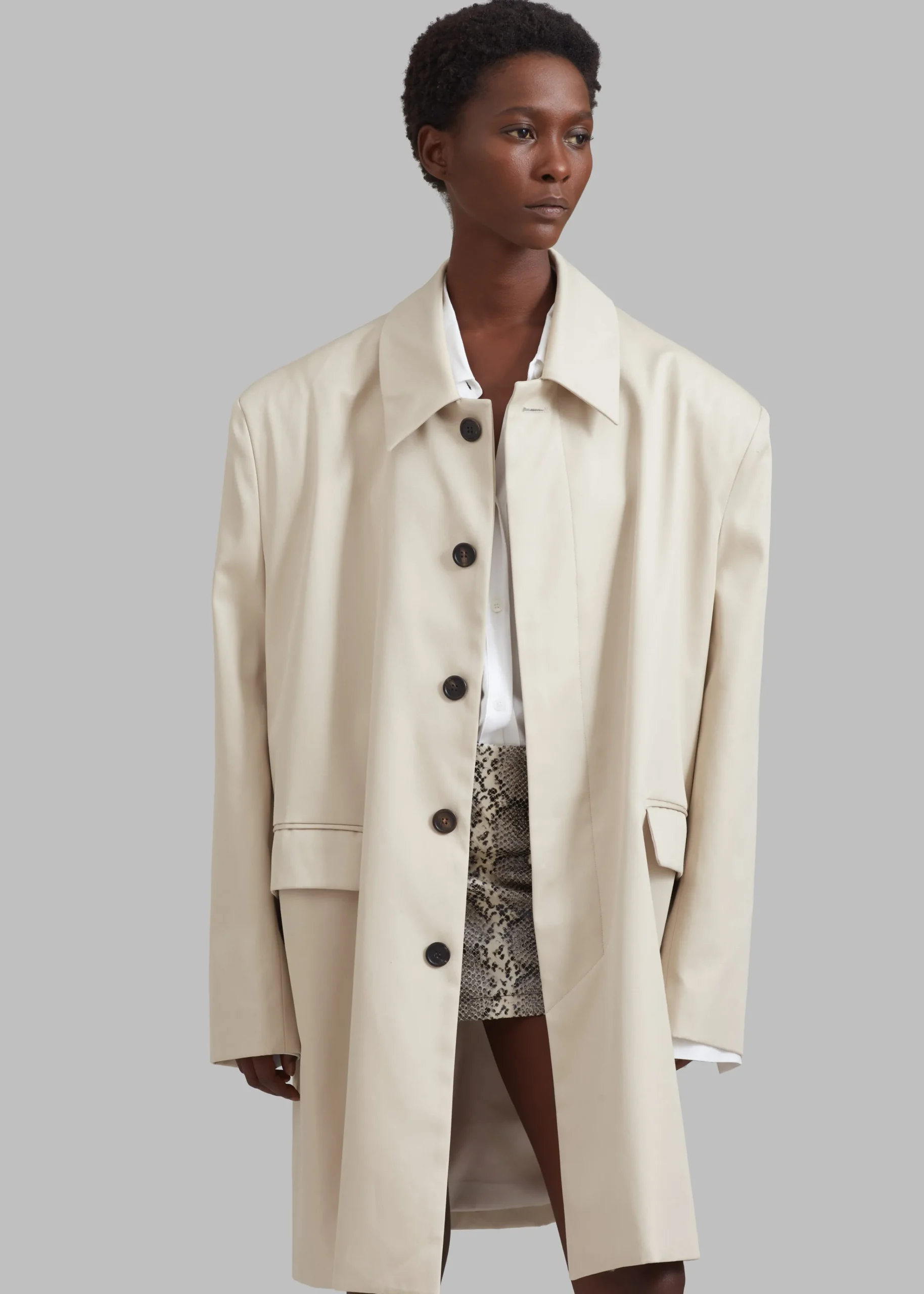 The Frankie Shop Ghent Padded Shoulder Trench Beige Online