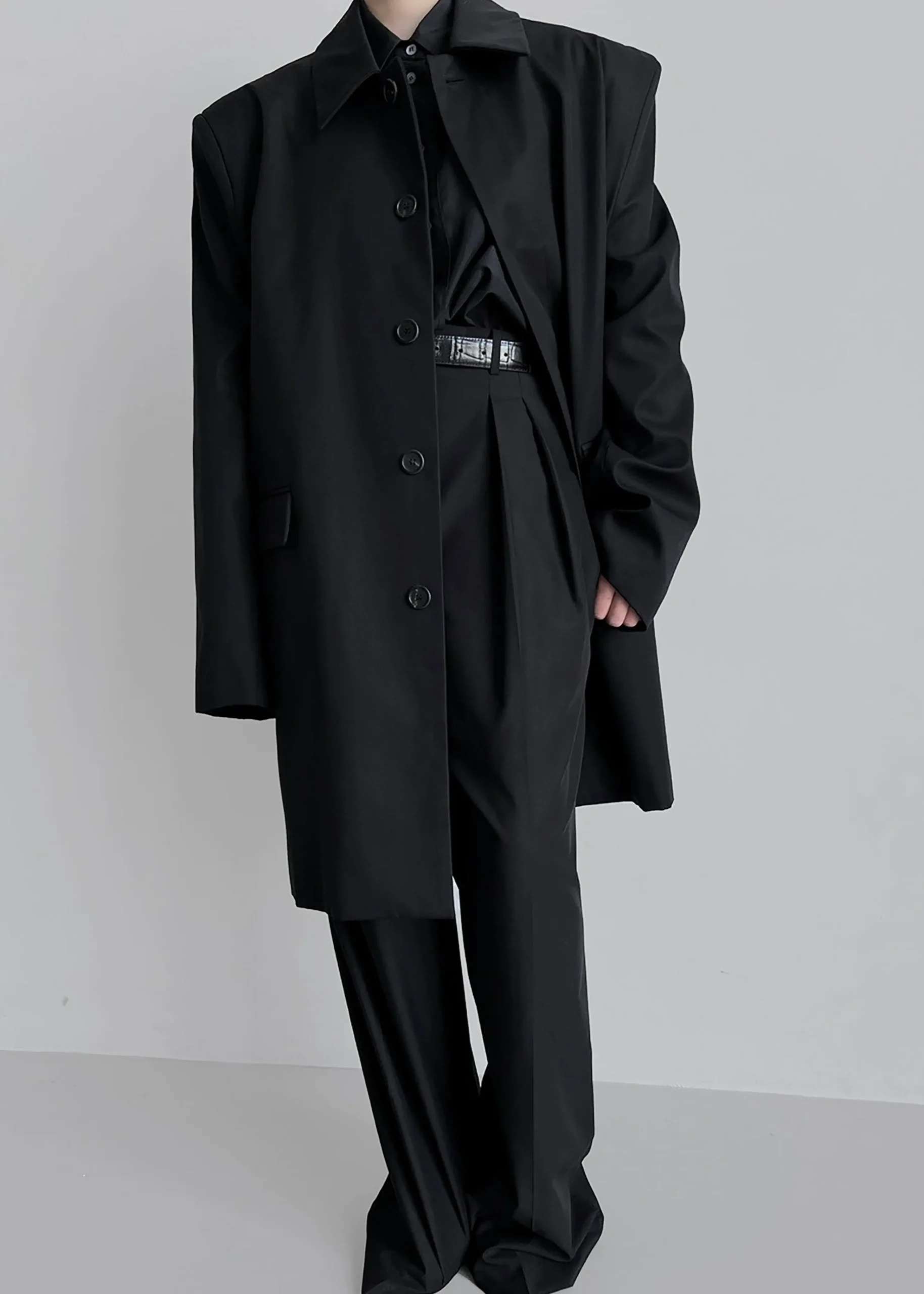 The Frankie Shop Ghent Padded Shoulder Trench Black Clearance