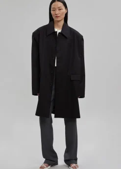 The Frankie Shop Ghent Padded Shoulder Trench Black Clearance