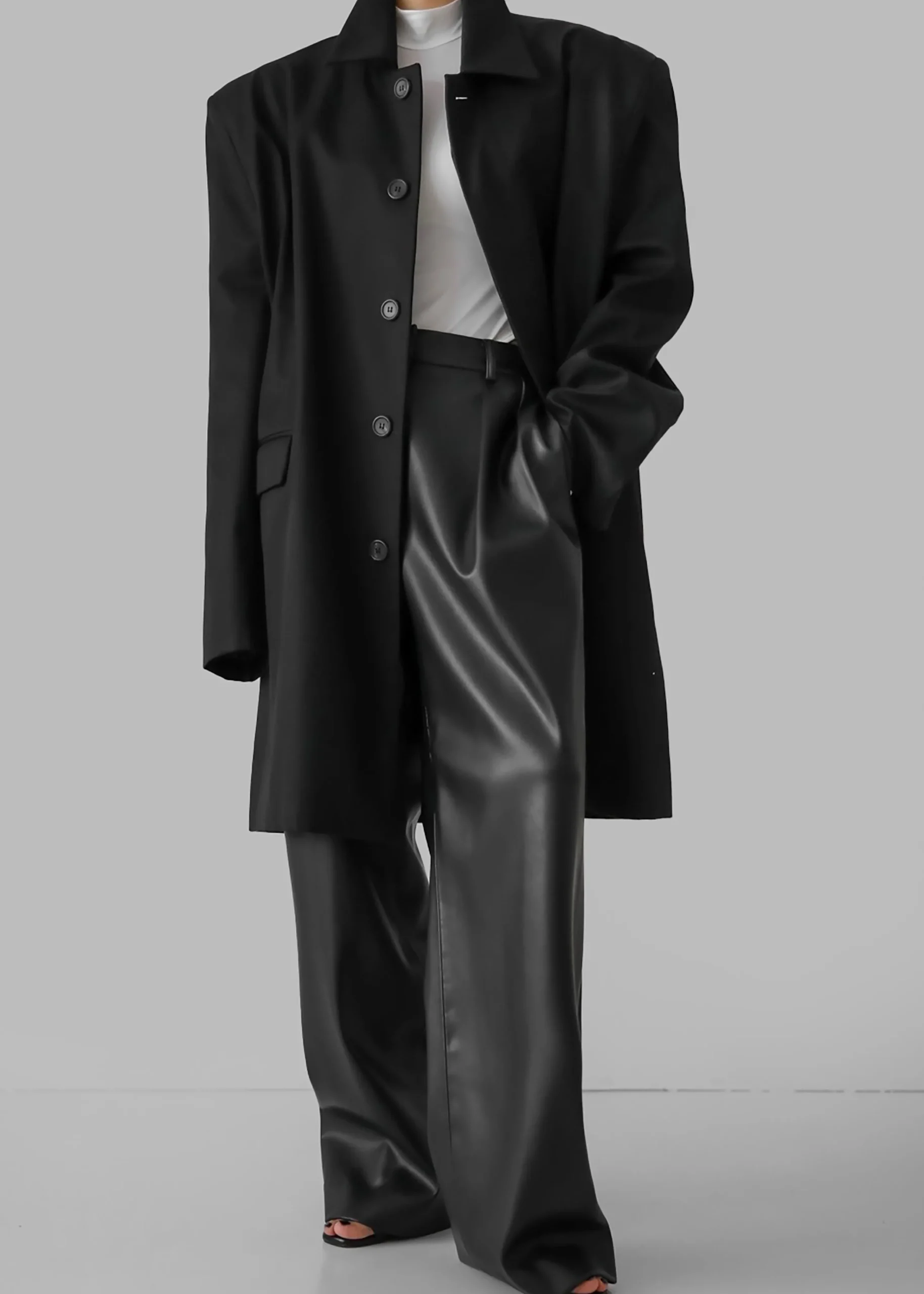 The Frankie Shop Ghent Padded Shoulder Trench Black Clearance