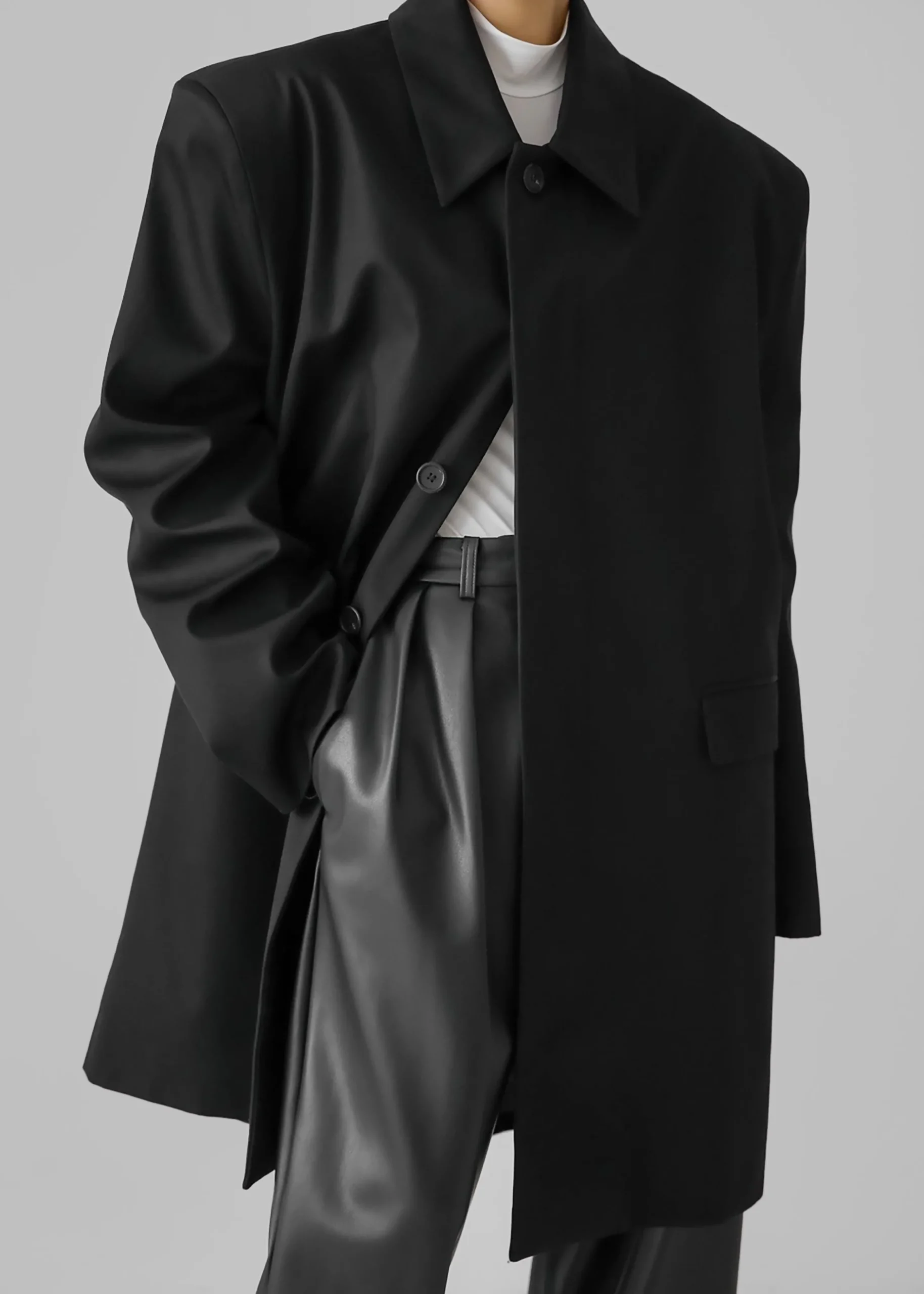 The Frankie Shop Ghent Padded Shoulder Trench Black Clearance