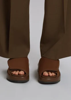 The Frankie Shop Gia Borghini Gia 1 Padded Slides Coffee Brown New