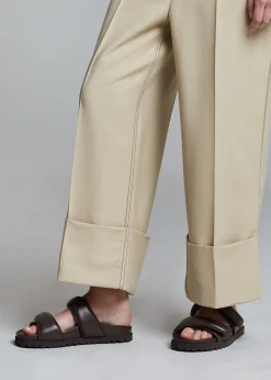 The Frankie Shop Gia X Pernille Leather Slide Sandals Brown Outlet