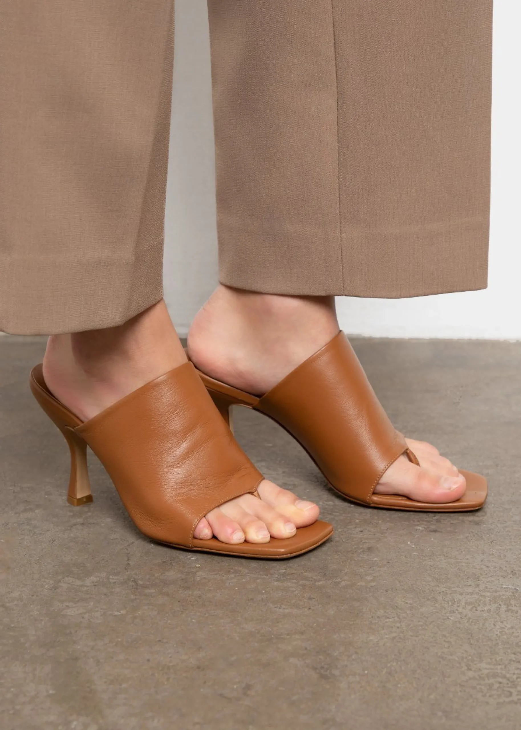 The Frankie Shop Gia X Pernille Teisbaek Leather Mule Sandal Brown Clearance