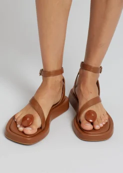 The Frankie Shop Gia X Rhw Rosie Flat Wrap Sandal Brown Clearance