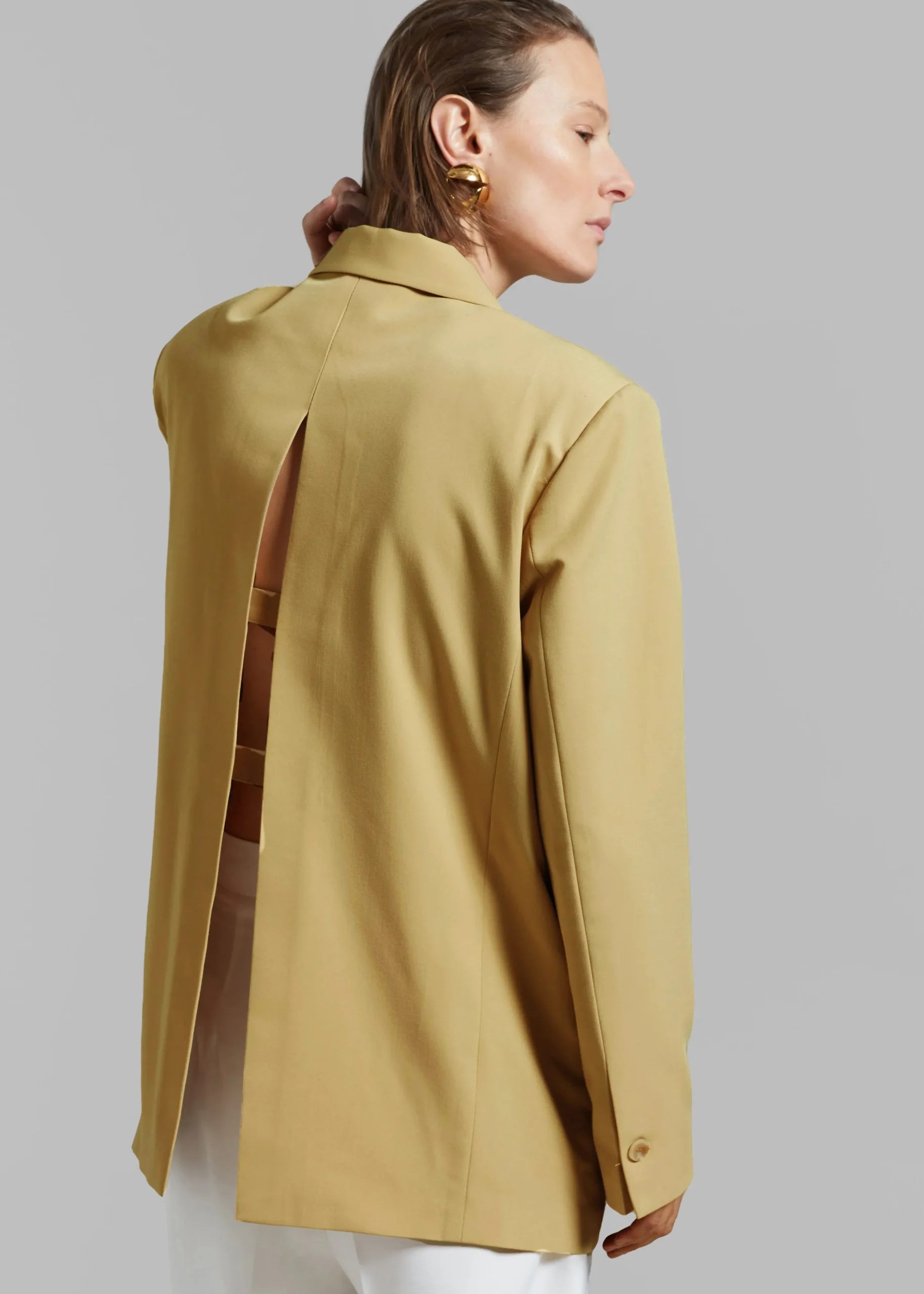 The Frankie Shop Girona Open Back Blazer Cornsilk Best