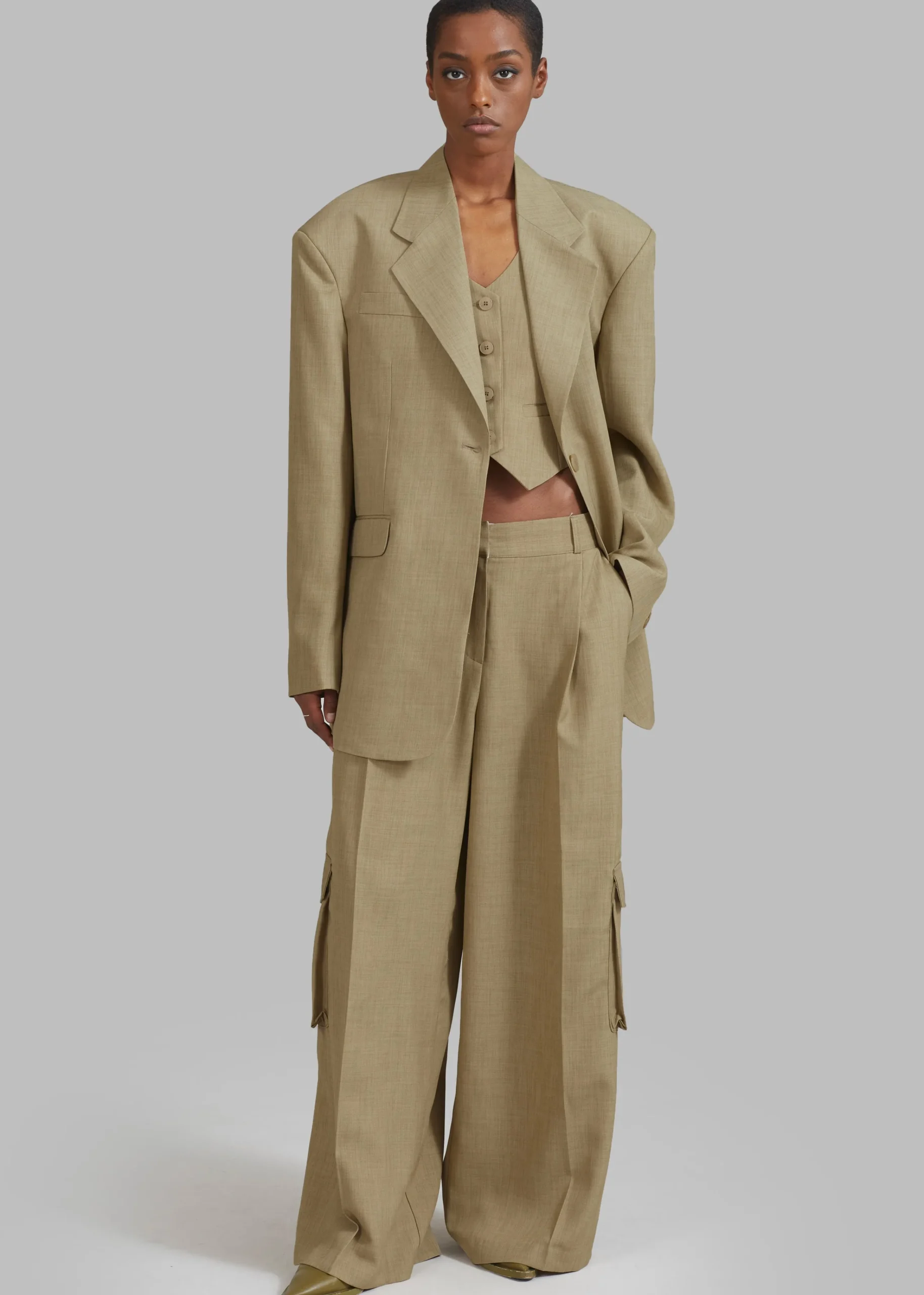 The Frankie Shop Gladys Blazer Khaki New