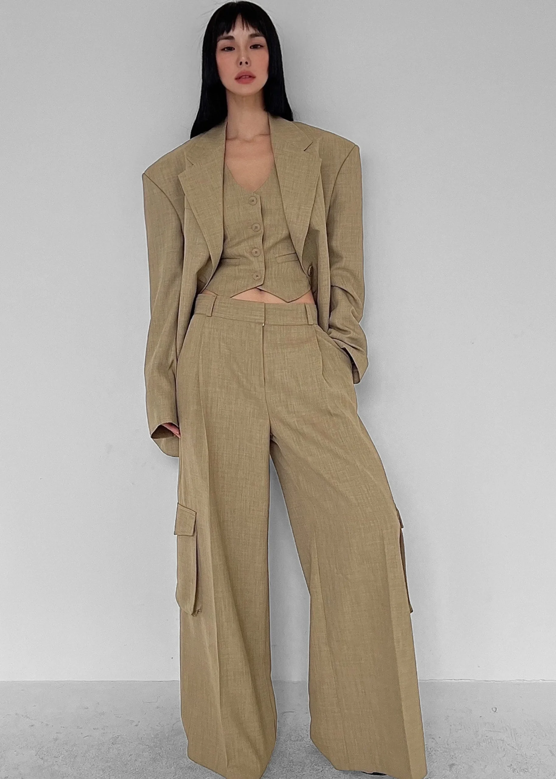 The Frankie Shop Gladys Blazer Khaki New