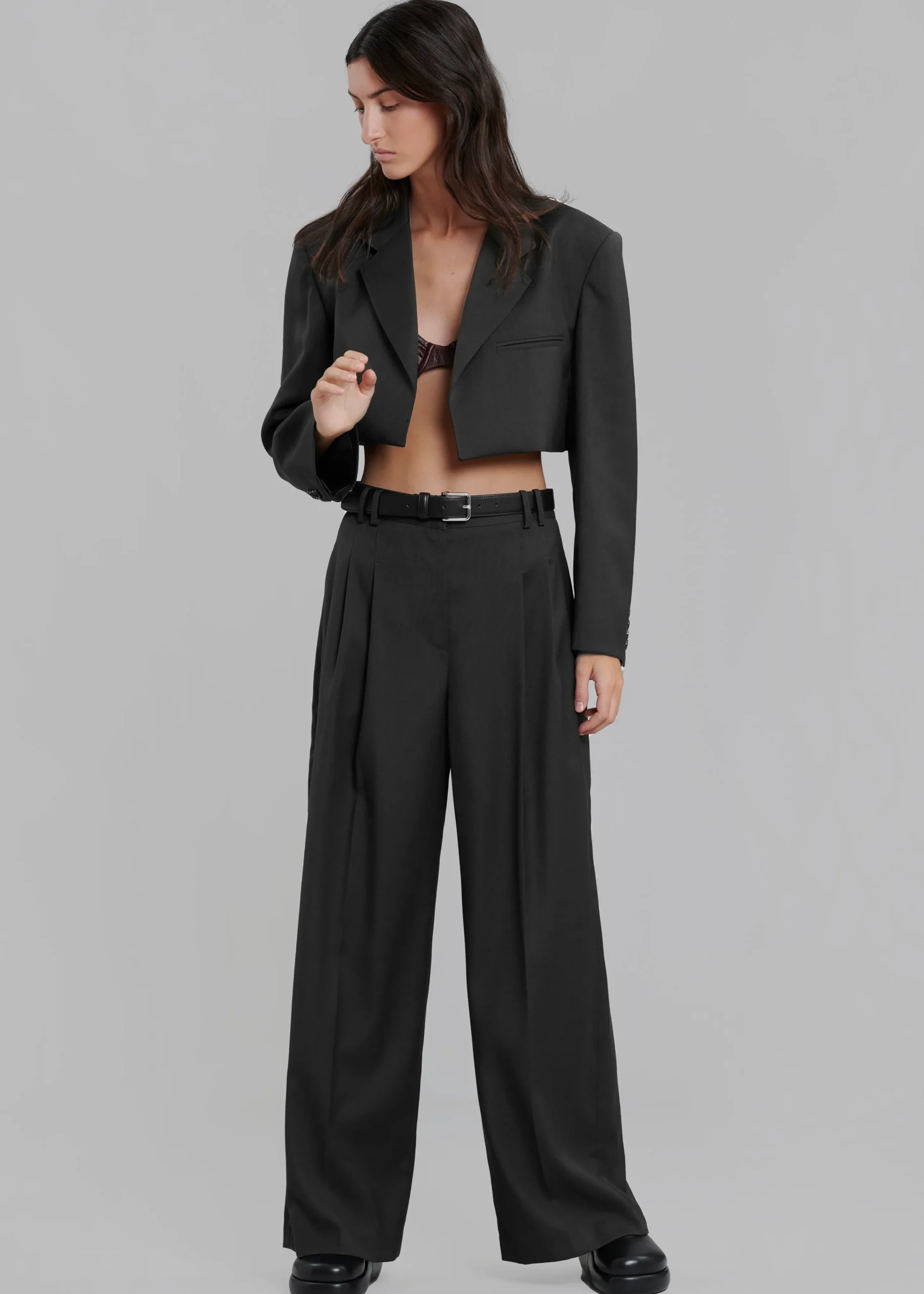 The Frankie Shop Glenn Wide Pants Black New