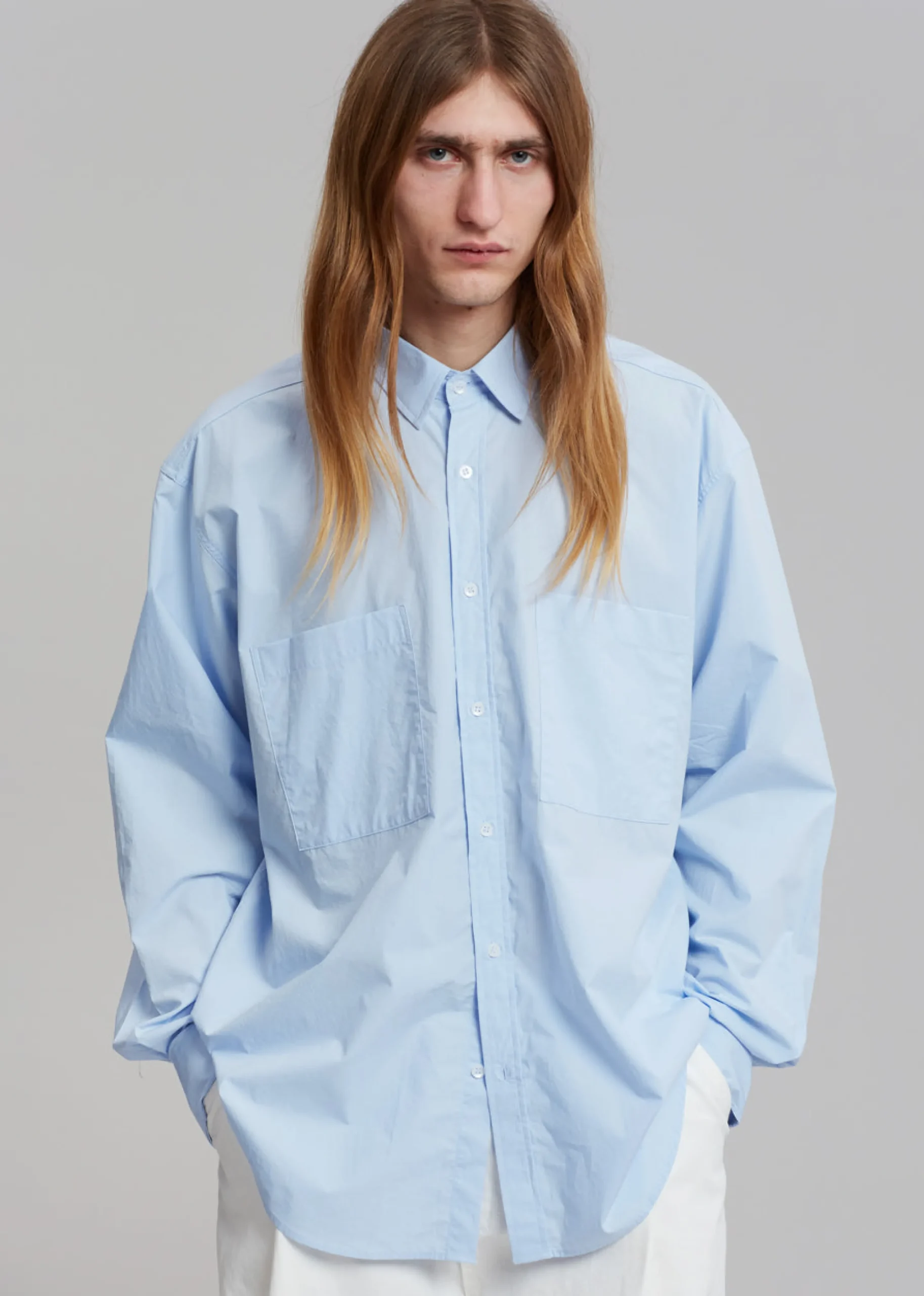 The Frankie Shop Gus Oversized Shirt Sky Sale