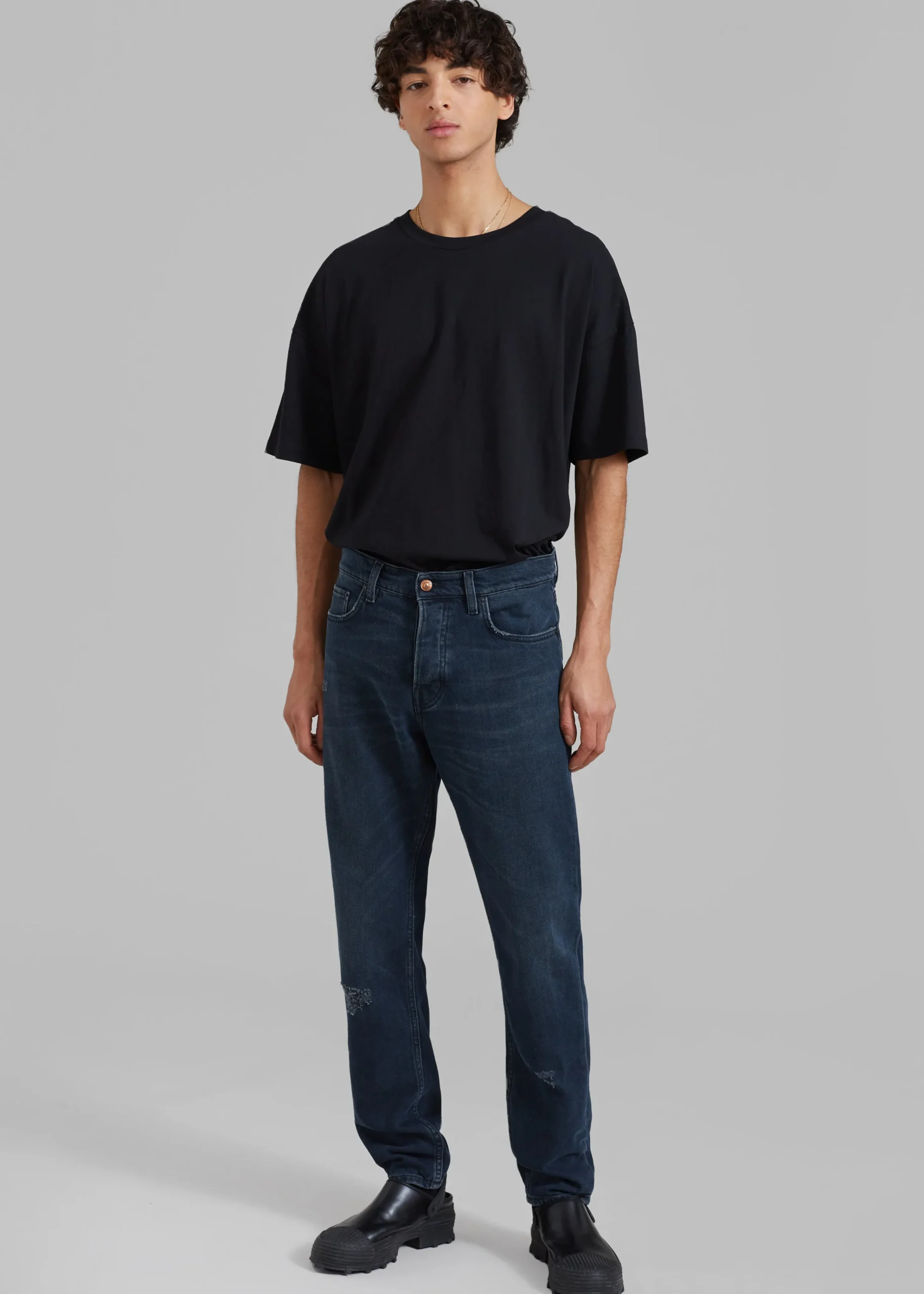 The Frankie Shop Haikure Tokyo Slim Pants Mended Blue Black New