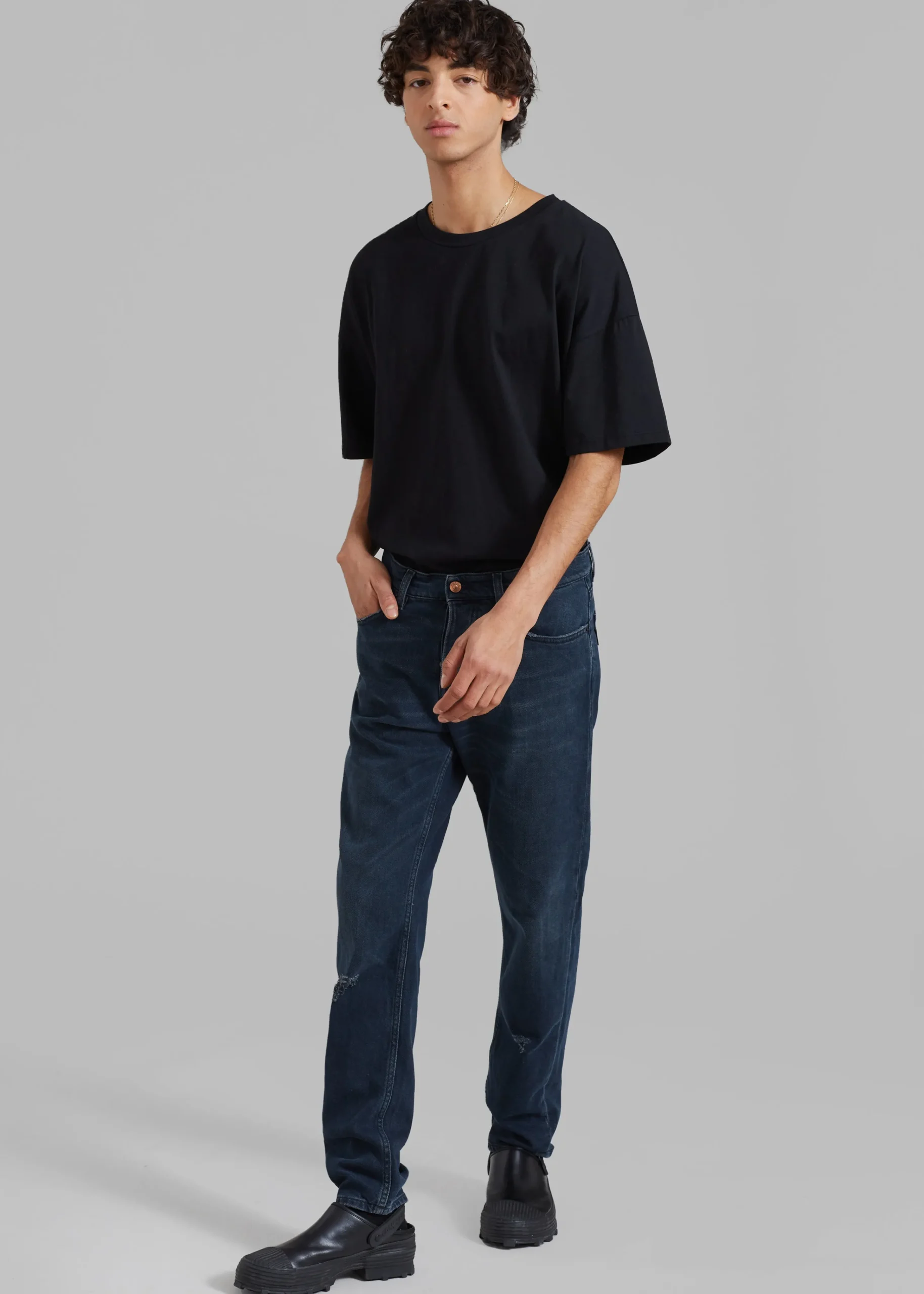 The Frankie Shop Haikure Tokyo Slim Pants Mended Blue Black New