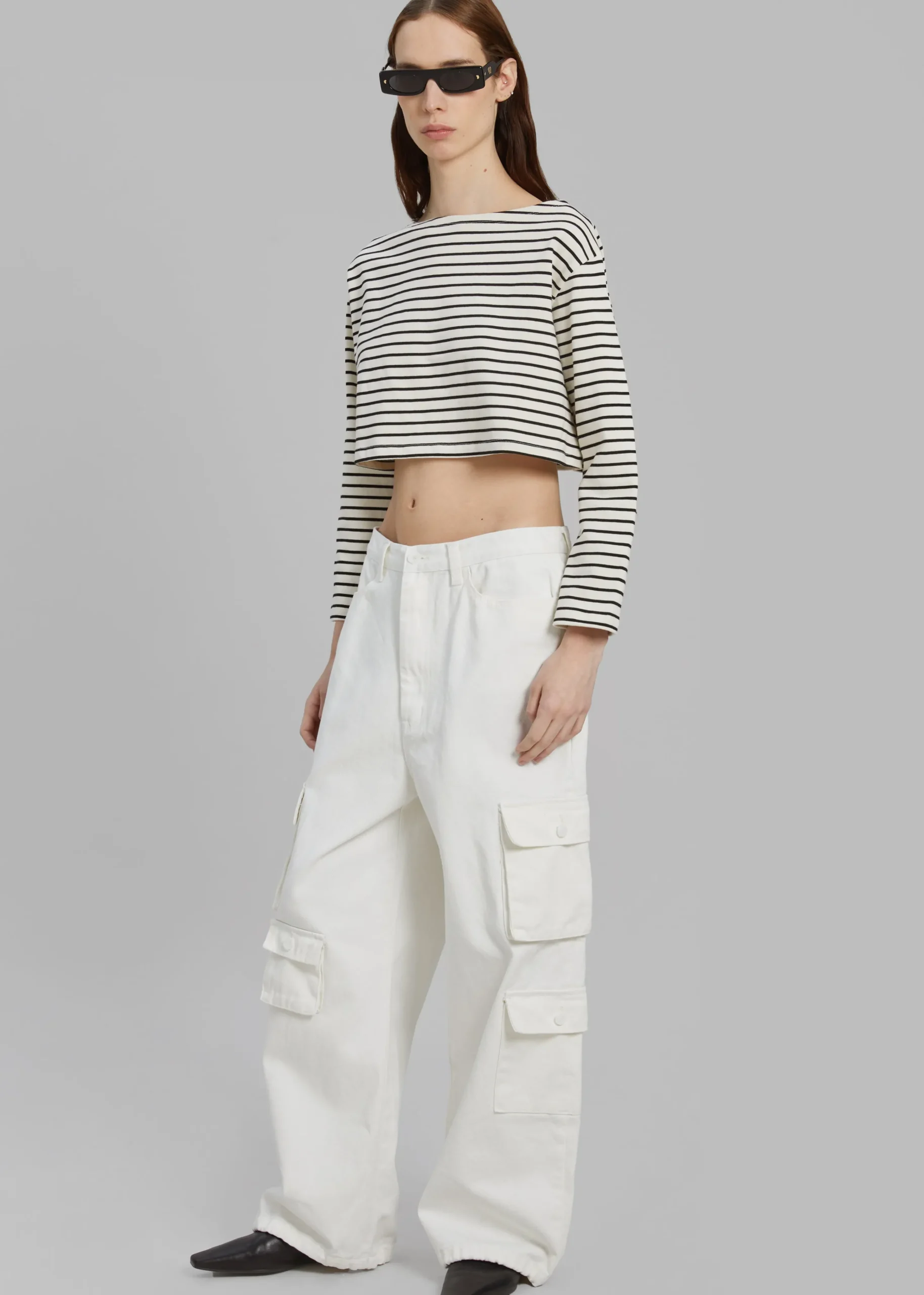 The Frankie Shop Hailey Denim Oversized Cargo Pants White Online
