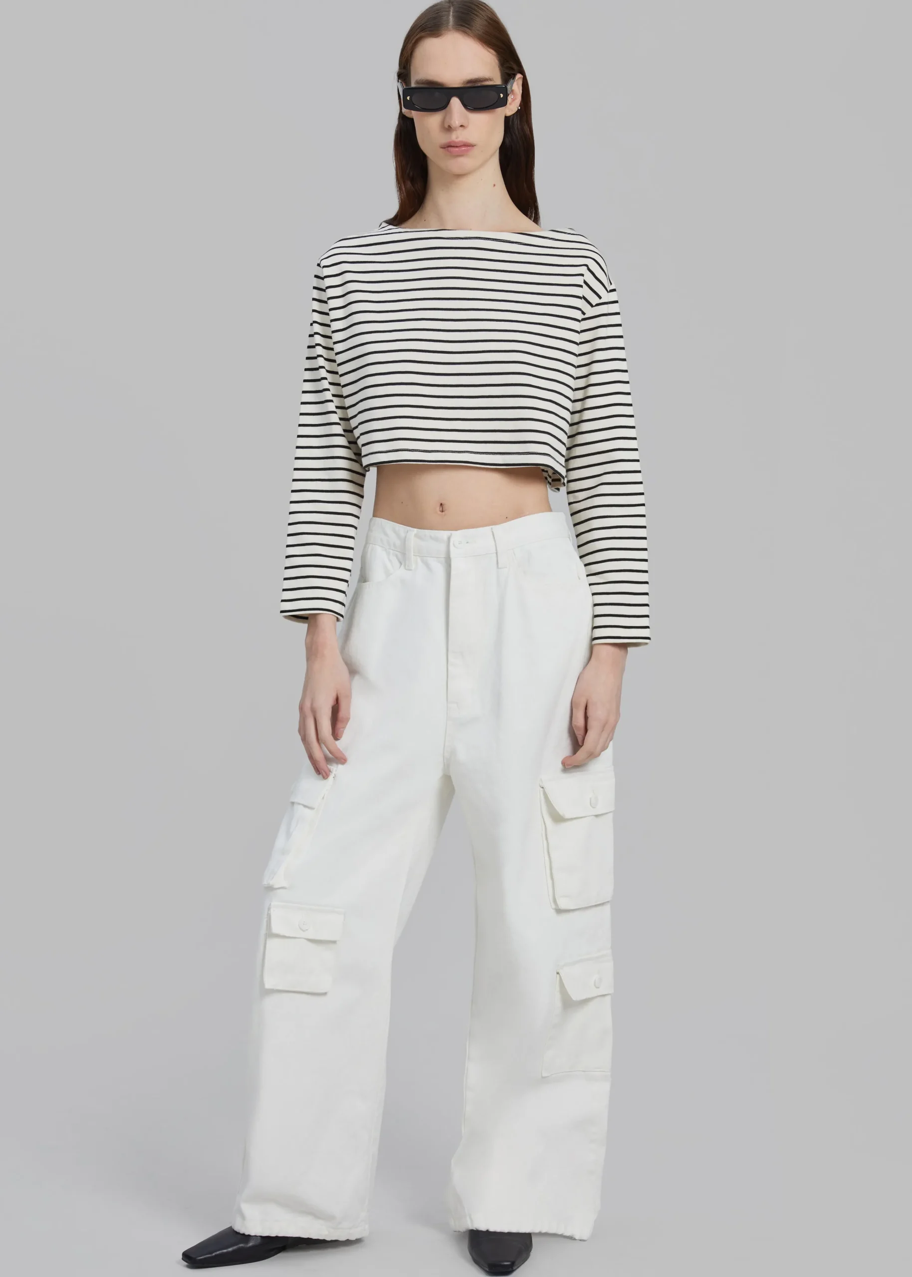 The Frankie Shop Hailey Denim Oversized Cargo Pants White Online