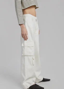 The Frankie Shop Hailey Denim Oversized Cargo Pants White Online