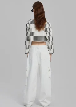 The Frankie Shop Hailey Denim Oversized Cargo Pants White Online