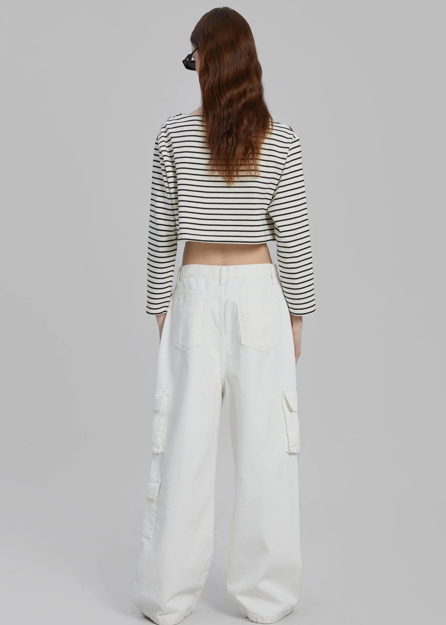 The Frankie Shop Hailey Denim Oversized Cargo Pants White Online