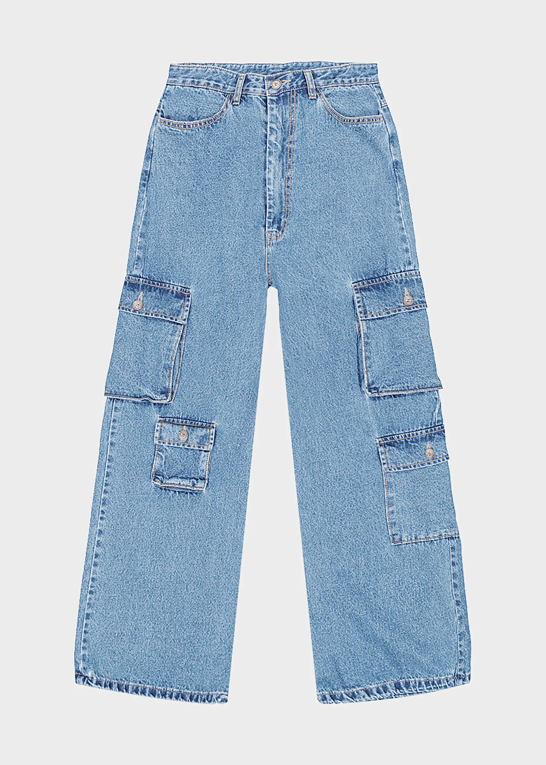 The Frankie Shop Hailey Denim Oversized Cargo Pants Worn Wash Best