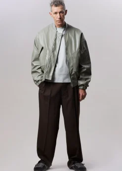 The Frankie Shop Hane Faux Leather Bomber Eucalyptus