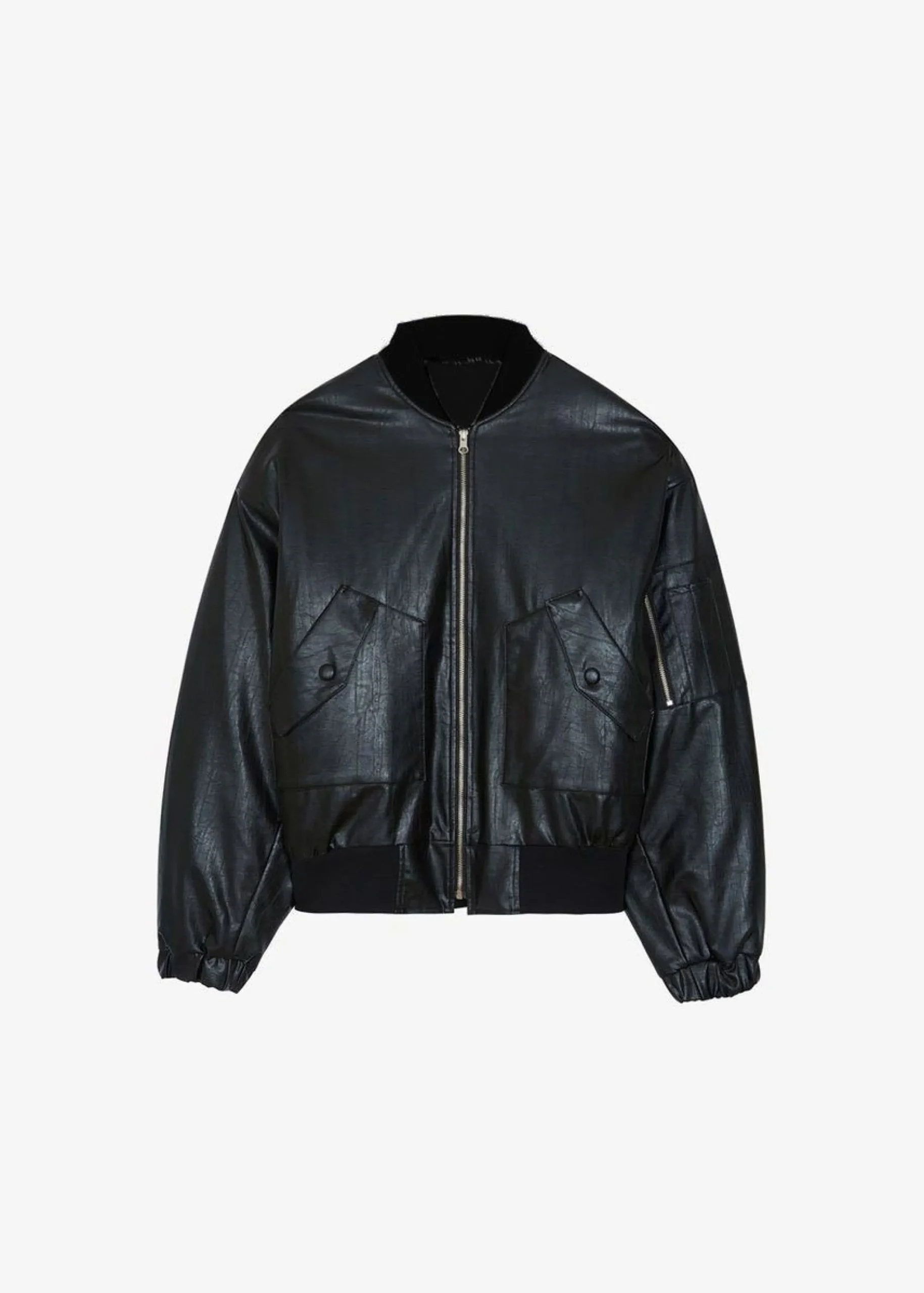 The Frankie Shop Hane Faux Leather Bomber Black