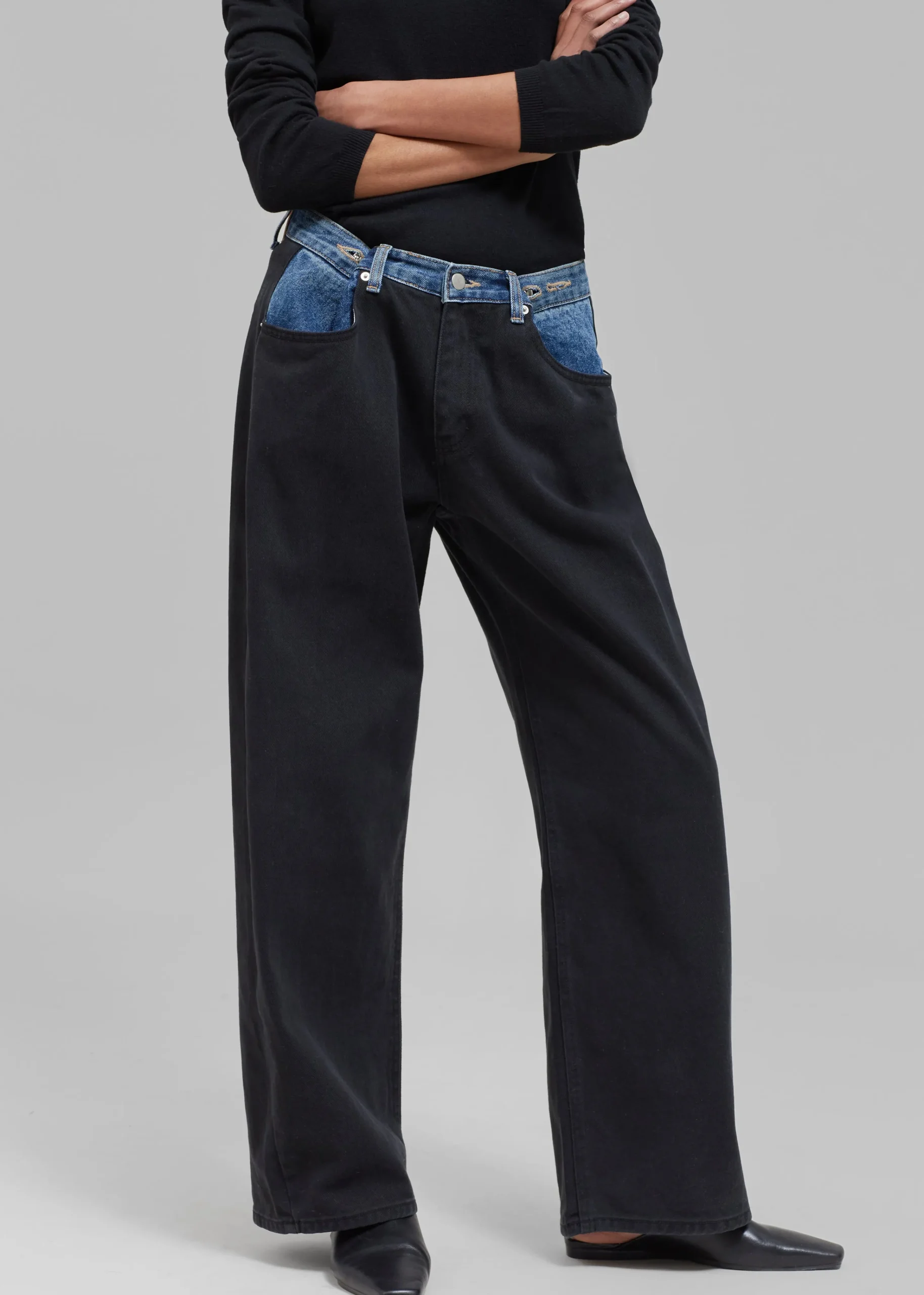 The Frankie Shop Hayla Contrast Denim Pants Black Best