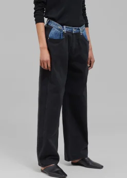 The Frankie Shop Hayla Contrast Denim Pants Black Best