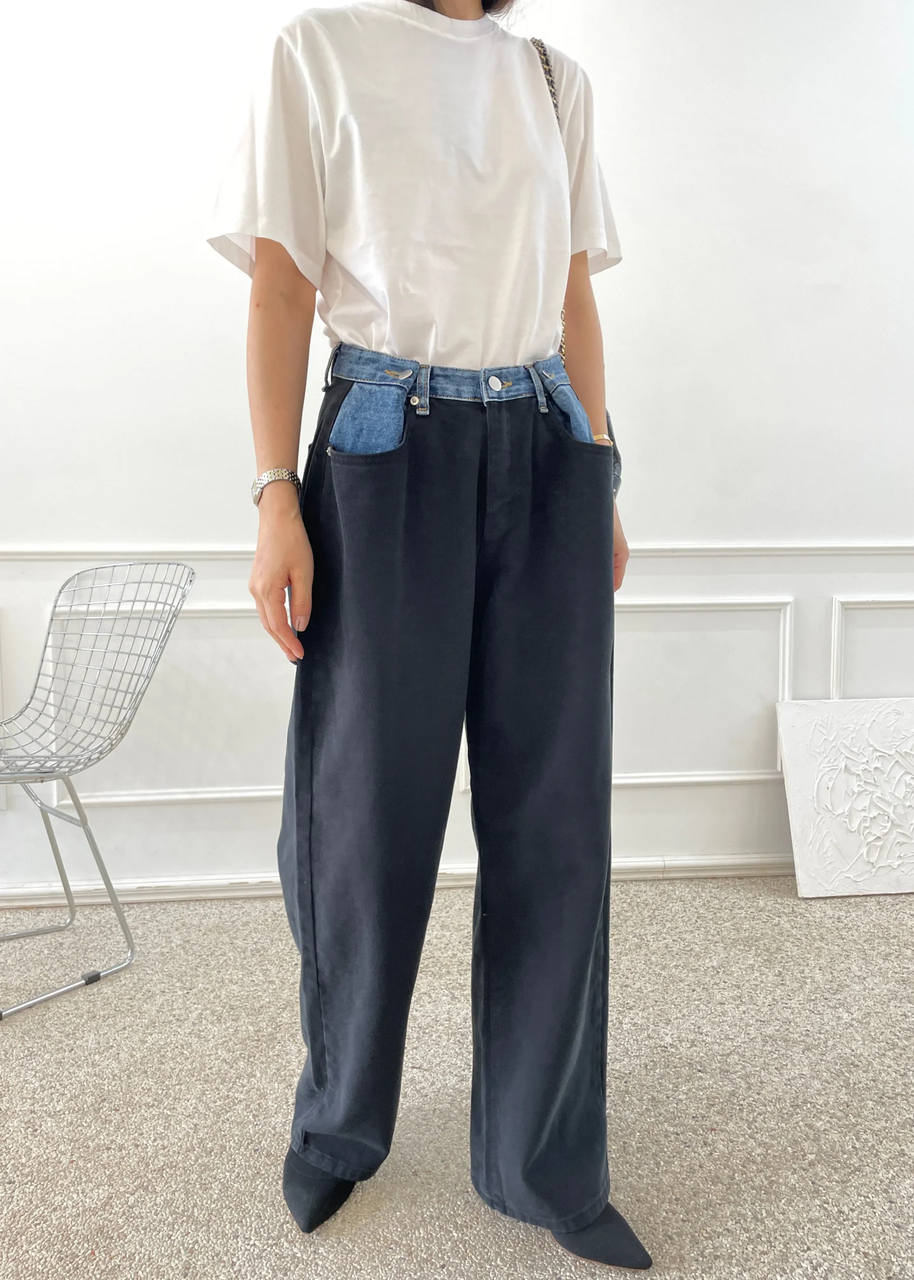 The Frankie Shop Hayla Contrast Denim Pants Black Best