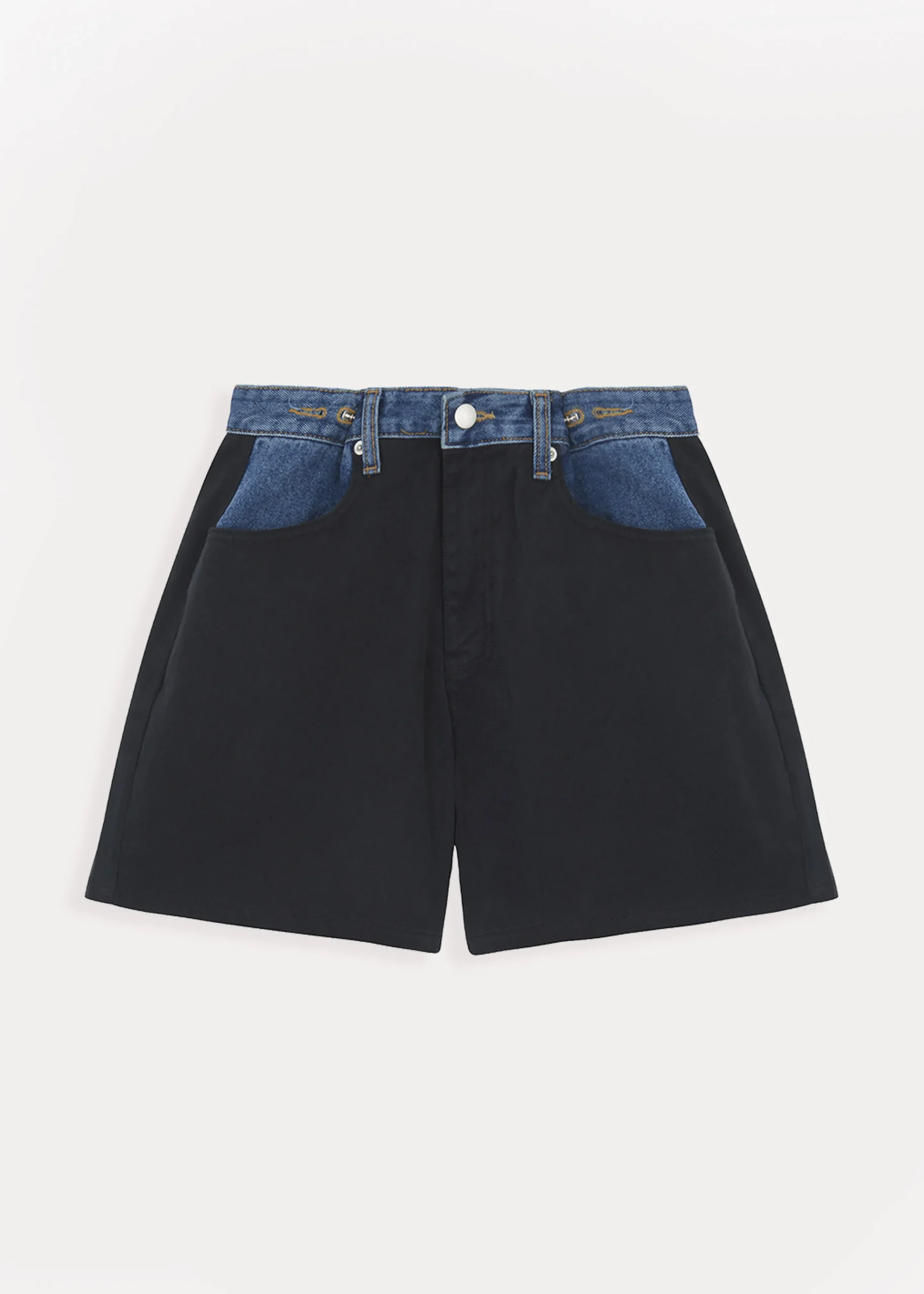 The Frankie Shop Hayla Contrast Denim Shorts Black Best