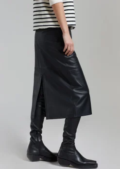 The Frankie Shop Heather Leather Pencil Skirt Black Discount