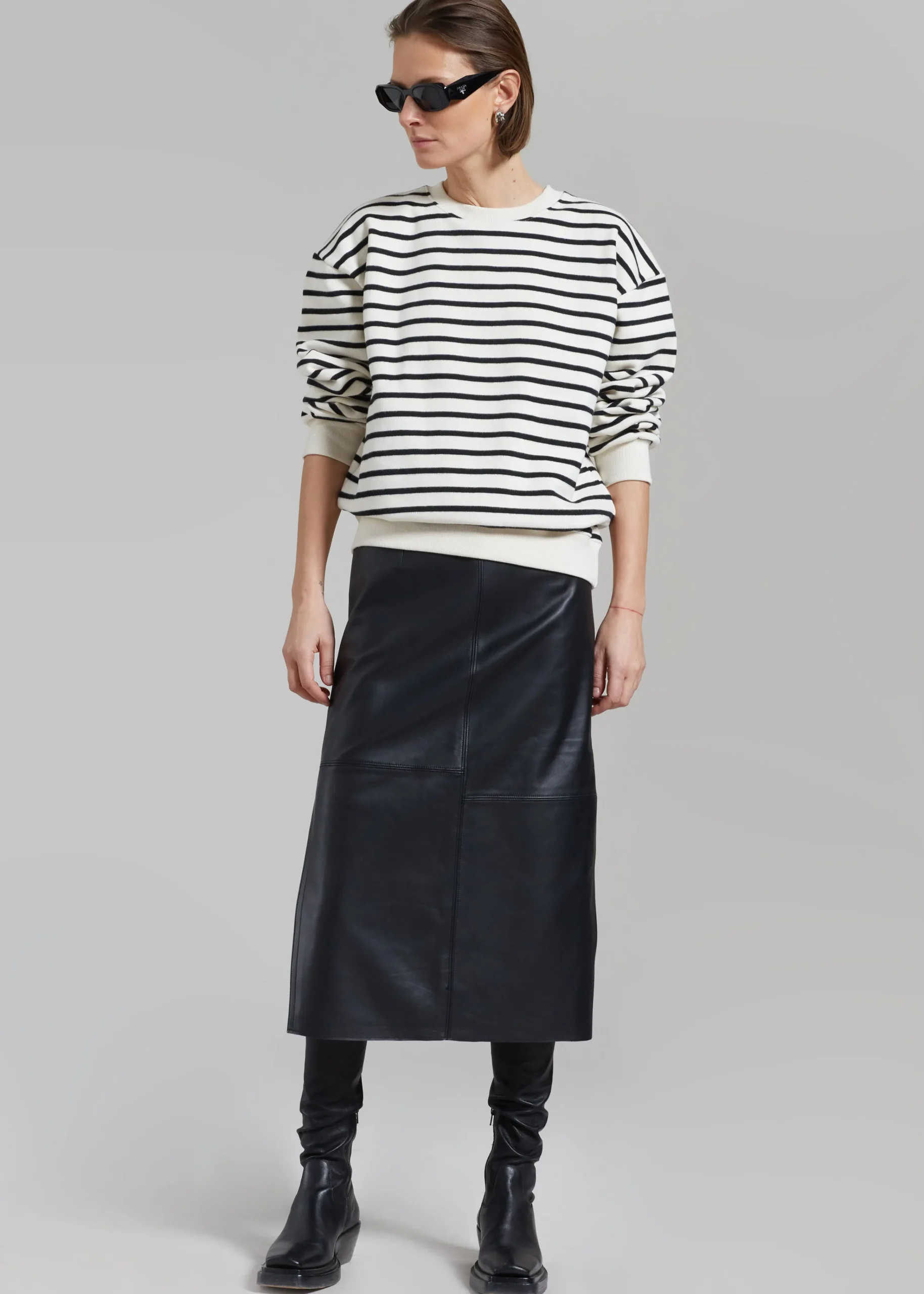 The Frankie Shop Heather Leather Pencil Skirt Black Discount