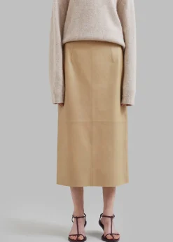 The Frankie Shop Heather Leather Pencil Skirt Beige Sale